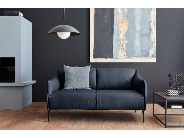 2-Sitzer W.SCHILLIG sally , blau (blau z59), B:154cm H:78cm T:84cm, Longlife Xtra-Leder Z59: Glattleder mit modischer Prägung. Hautstärke 0, 9 - 1, 1 mm., Sofas, mit Metallfüßen in Schwarz pulverbeschichtet, Breite 154 cm von Willi-Schillig