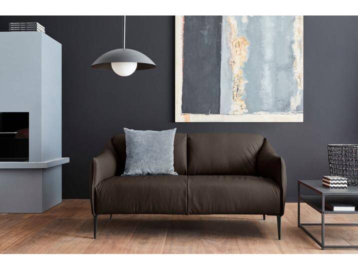 2-Sitzer W.SCHILLIG sally , braun (braun z59), B:154cm H:78cm T:84cm, Longlife Xtra-Leder Z59: Glattleder mit modischer Prägung. Hautstärke 0, 9 - 1, 1 mm., Sofas, mit Metallfüßen in Schwarz pulverbeschichtet, Breite 154 cm von Willi-Schillig