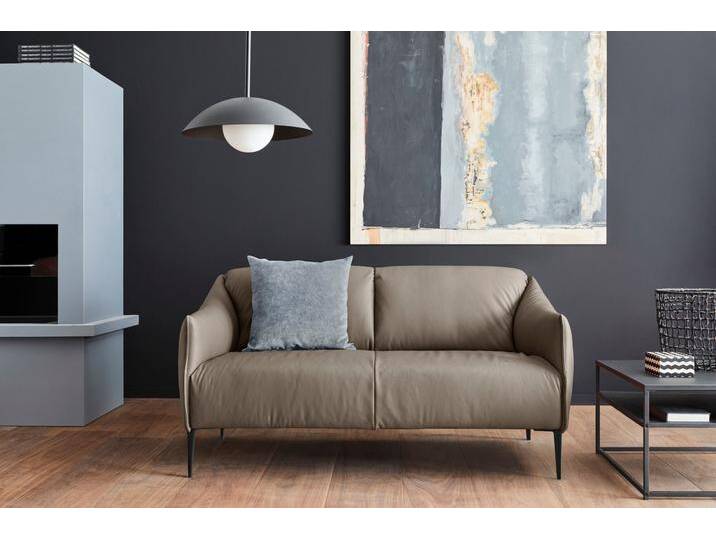 2-Sitzer W.SCHILLIG sally , braun (stone z59), B:154cm H:78cm T:84cm, Longlife Xtra-Leder Z59: Glattleder mit modischer Prägung. Hautstärke 0, 9 - 1, 1 mm., Sofas, mit Metallfüßen in Schwarz pulverbeschichtet, Breite 154 cm von Willi-Schillig
