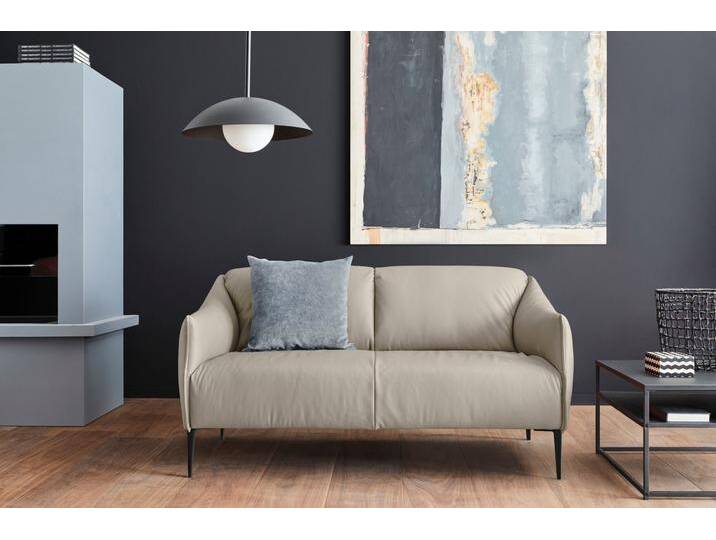 2-Sitzer W.SCHILLIG sally , grau (eisgrau z59), B:154cm H:78cm T:84cm, Longlife Xtra-Leder Z59: Glattleder mit modischer Prägung. Hautstärke 0, 9 - 1, 1 mm., Sofas, mit Metallfüßen in Schwarz pulverbeschichtet, Breite 154 cm von Willi-Schillig
