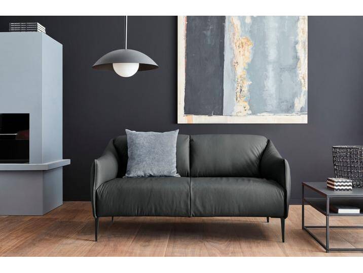 2-Sitzer W.SCHILLIG sally , grau (graphit z59), B:154cm H:78cm T:84cm, Longlife Xtra-Leder Z59: Glattleder mit modischer Prägung. Hautstärke 0, 9 - 1, 1 mm., Sofas, mit Metallfüßen in Schwarz pulverbeschichtet, Breite 154 cm von Willi-Schillig