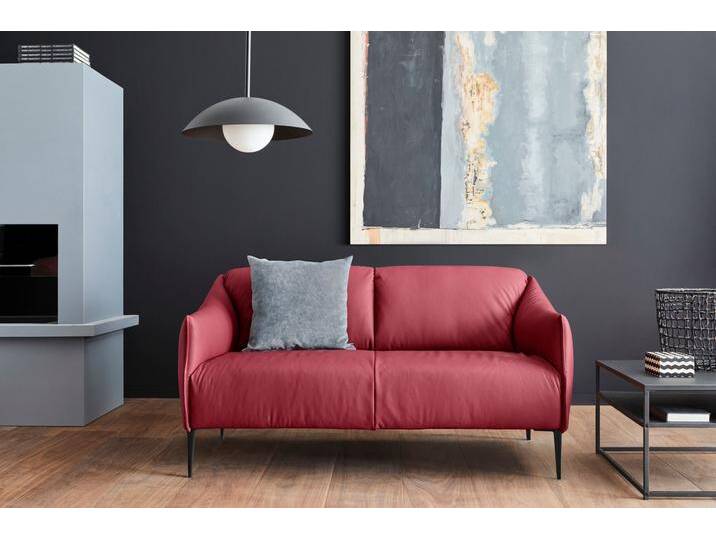 2-Sitzer W.SCHILLIG sally , rot (ruby rot z59), B:154cm H:78cm T:84cm, Longlife Xtra-Leder Z59: Glattleder mit modischer Prägung. Hautstärke 0, 9 - 1, 1 mm., Sofas, mit Metallfüßen in Schwarz pulverbeschichtet, Breite 154 cm von Willi-Schillig