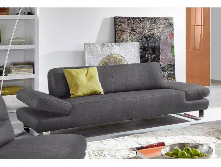 2-Sitzer W.SCHILLIG taboo , grau (grau s22), B:202cm H:76cm T:101cm, Flachgewebe S22 (100% Polyester), Stoff S37 (100% Polyester): Luxus-Microfaser in Lederoptik, Longlife Xtra-Leder Z59: Glattleder mit modischer Prägung. Hautstärke 0, 9 - 1, 1 mm, Longlife Xtra-Leder Z69: Das feinnarbige, gedeckte Softleder Z69 besticht durch seine außergewöhnliche Weichheit im trendigen u00bbVintage-Looku00ab, Hautstärke 0, 9 - 1, 1 mm, Sofas, mit Übertiefe, inklusive Armlehnenverstellung von Willi-Schillig