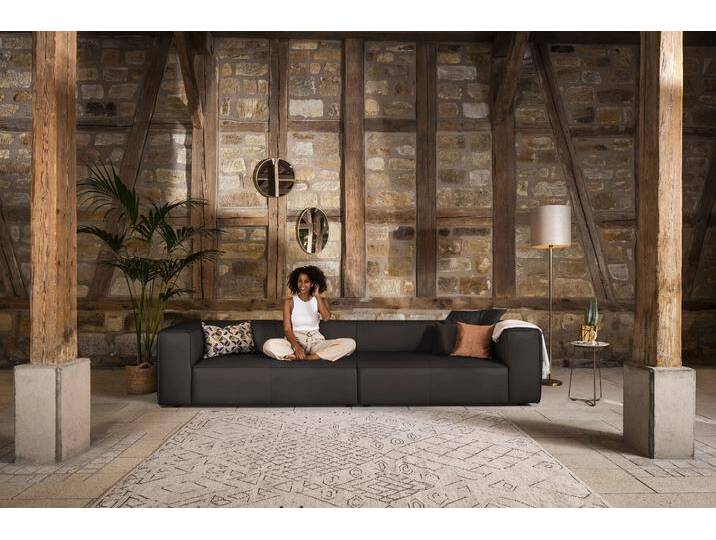 4-Sitzer W.SCHILLIG around-the-block , braun (braun z59), B:300cm H:66cm T:104cm, Longlife Xtra-Leder Z59: Glattleder mit modischer Prägung. Hautstärke 0, 9 - 1, 1 mm, Sofas, mit eleganter Biese, mit Federkern von Willi-Schillig