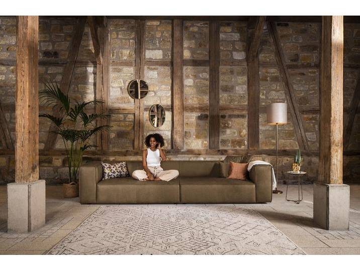 4-Sitzer W.SCHILLIG around-the-block , braun (fango z69), B:300cm H:66cm T:104cm, Longlife Xtra-Leder Z69: Das feinnarbige, gedeckte Softleder Z69 besticht durch seine außergewöhnliche Weichheit im trendigen »Vintage-Look«, Hautstärke 0, 9 - 1, 1 mm;Longlife fabric Flachgewebe T88 (100% Polyester), Sofas, mit eleganter Biese, mit Federkern von Willi-Schillig