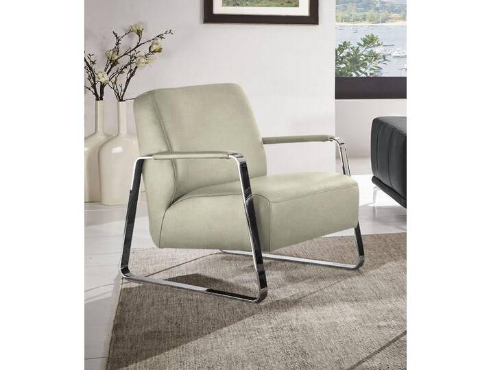 Cocktailsessel W.SCHILLIG quadroo Designsessel, Loungesessel , beige (sahara s37), B:65cm H:82cm T:82cm, Velourgewebe V41 (100% Polyester), Longlife Xtra-Leder Z59 - Glattleder, Longlife Xtra-Leder Z73 - Glattleder, Stoff S37 (100% Polyester): Luxus-Microfaser in Lederoptik, Sessel, mit bezogenen Armlehnen, Gestell in Chrom glänzend von Willi-Schillig