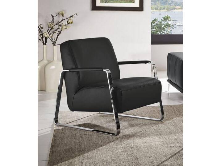 Cocktailsessel W.SCHILLIG quadroo Designsessel, Loungesessel , grau (graphit z59), B:65cm H:82cm T:82cm, Velourgewebe V41 (100% Polyester), Longlife Xtra-Leder Z59 - Glattleder, Longlife Xtra-Leder Z73 - Glattleder, Stoff S37 (100% Polyester): Luxus-Microfaser in Lederoptik, Sessel, mit bezogenen Armlehnen, Gestell in Chrom glänzend von Willi-Schillig