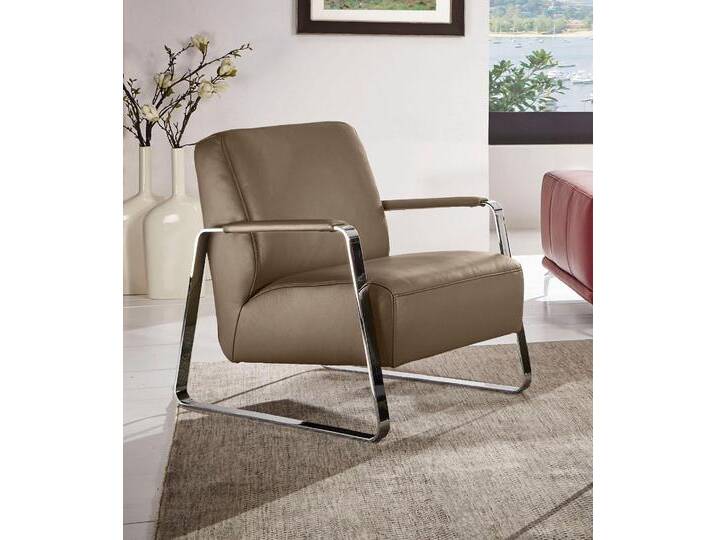 Cocktailsessel W.SCHILLIG quadroo Designsessel, Loungesessel , orange (terra z73), B:65cm H:82cm T:82cm, Velourgewebe V41 (100% Polyester), Longlife Xtra-Leder Z59 - Glattleder, Longlife Xtra-Leder Z73 - Glattleder, Stoff S37 (100% Polyester): Luxus-Microfaser in Lederoptik, Sessel, mit bezogenen Armlehnen, Gestell in Chrom glänzend von Willi-Schillig