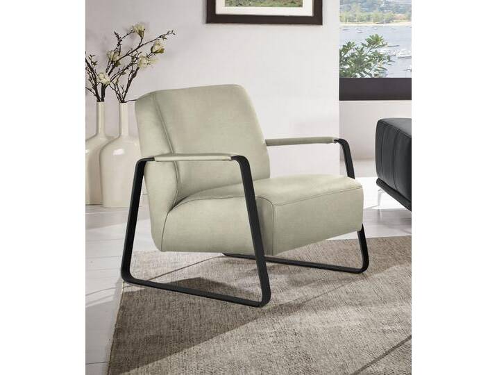 Cocktailsessel W.SCHILLIG quadroo Loungesessel , beige (sahara s37), B:65cm H:82cm T:82cm, Velourgewebe V41 (100% Polyester), Longlife Xtra-Leder Z59 - Glattleder, Longlife Xtra-Leder Z73 - Glattleder, Stoff S37 (100% Polyester): Luxus-Microfaser in Lederoptik, Sessel, mit bezogenen Armlehnen, Gestell in Schwarz pulverbeschichtet von Willi-Schillig