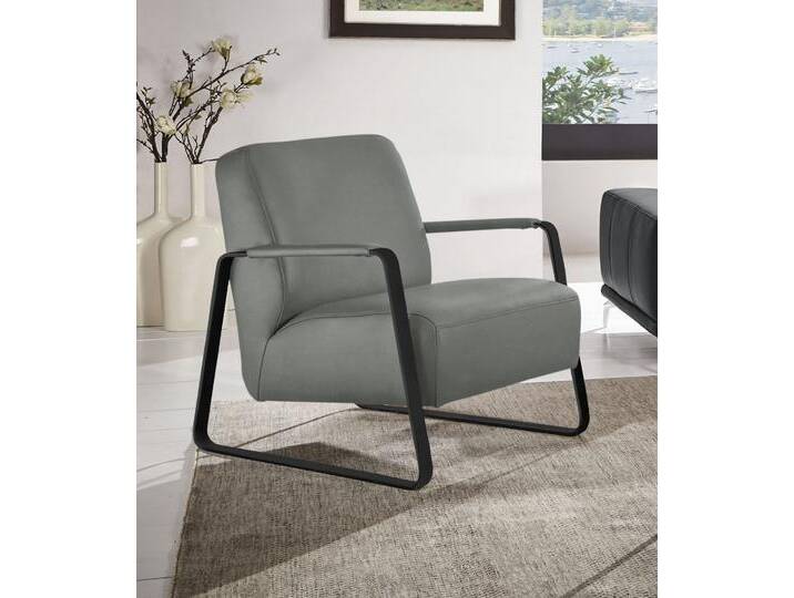 Cocktailsessel W.SCHILLIG quadroo Loungesessel , grau (grau s37), B:65cm H:82cm T:82cm, Velourgewebe V41 (100% Polyester), Longlife Xtra-Leder Z59 - Glattleder, Longlife Xtra-Leder Z73 - Glattleder, Stoff S37 (100% Polyester): Luxus-Microfaser in Lederoptik, Sessel, mit bezogenen Armlehnen, Gestell in Schwarz pulverbeschichtet von Willi-Schillig