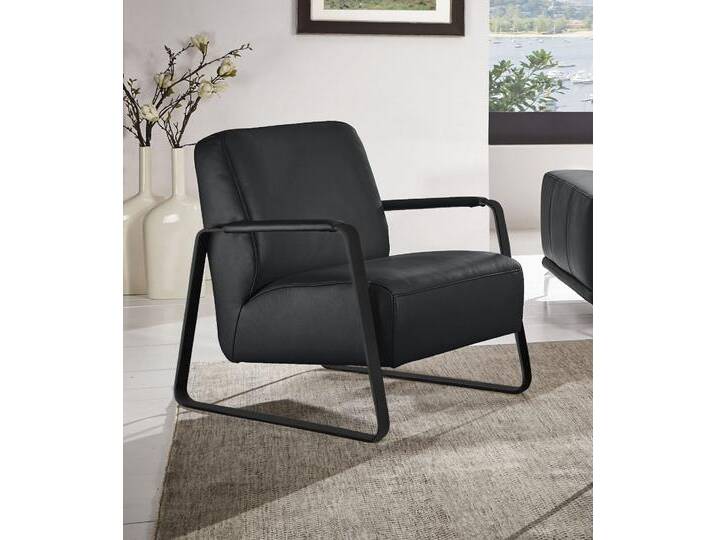 Cocktailsessel W.SCHILLIG quadroo Loungesessel , schwarz (schwarz z59), B:65cm H:82cm T:82cm, Velourgewebe V41 (100% Polyester), Longlife Xtra-Leder Z59 - Glattleder, Longlife Xtra-Leder Z73 - Glattleder, Stoff S37 (100% Polyester): Luxus-Microfaser in Lederoptik, Sessel, mit bezogenen Armlehnen, Gestell in Schwarz pulverbeschichtet von Willi-Schillig