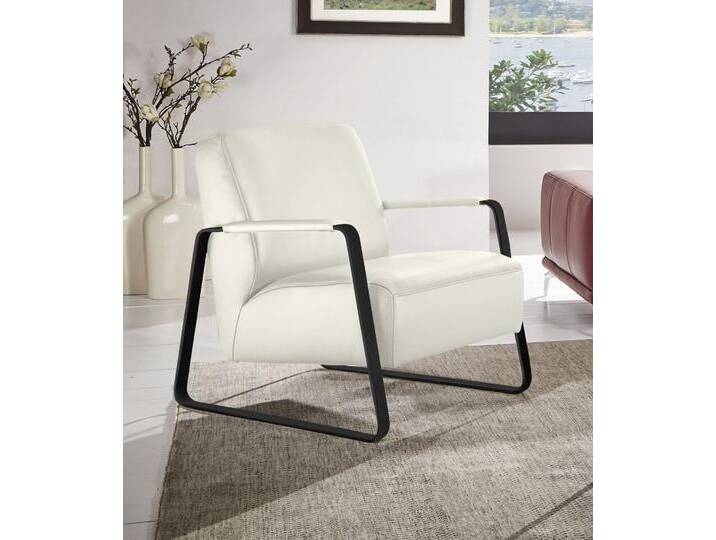 Cocktailsessel W.SCHILLIG quadroo Loungesessel , weiß (weiß z59), B:65cm H:82cm T:82cm, Velourgewebe V41 (100% Polyester), Longlife Xtra-Leder Z59 - Glattleder, Longlife Xtra-Leder Z73 - Glattleder, Stoff S37 (100% Polyester): Luxus-Microfaser in Lederoptik, Sessel, mit bezogenen Armlehnen, Gestell in Schwarz pulverbeschichtet von Willi-Schillig