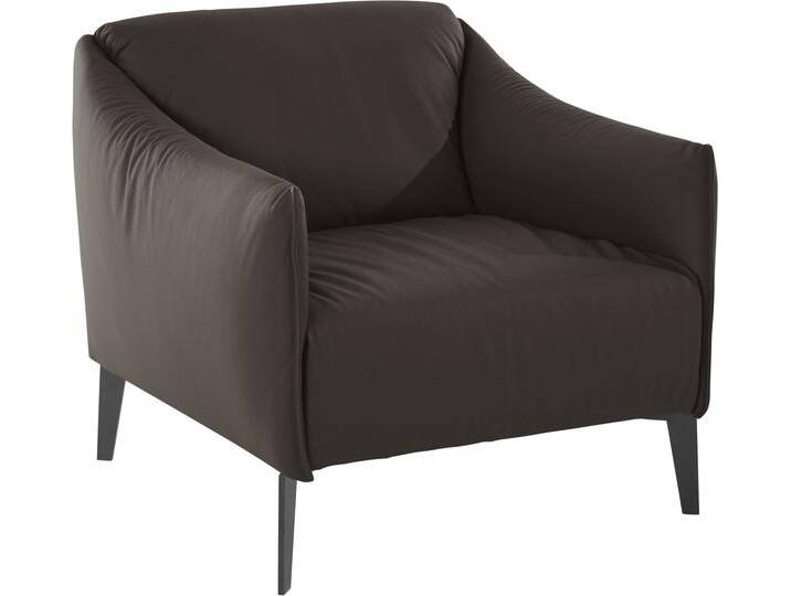 Cocktailsessel W.SCHILLIG sally , braun (braun z59), B:84cm H:78cm T:84cm, Longlife Xtra-Leder Z59: Glattleder mit modischer Prägung. Hautstärke 0, 9 - 1, 1 mm., Sessel, mit Metall-Winkelfüßen in Schwarz pulverbeschichtet von Willi-Schillig
