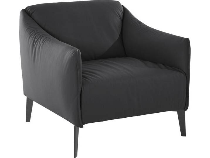 Cocktailsessel W.SCHILLIG sally , schwarz (schwarz z59), B:84cm H:78cm T:84cm, Longlife Xtra-Leder Z59: Glattleder mit modischer Prägung. Hautstärke 0, 9 - 1, 1 mm., Sessel, mit Metall-Winkelfüßen in Schwarz pulverbeschichtet von Willi-Schillig