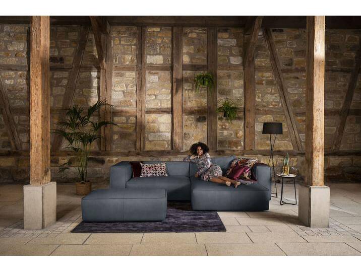 Ecksofa W.SCHILLIG around-the-block, modern und elegant, bequem, L-Form , blau (blau z69), B:300cm H:66cm T:164cm, Longlife Xtra-Leder Z69: Das feinnarbige, gedeckte Softleder Z69 besticht durch seine außergewöhnliche Weichheit im trendigen u00bbVintage-Looku00ab, Hautstärke 0, 9 - 1, 1 mm, Longlife fabric Flachgewebe T88 (100% Polyester), Sofas, mit eleganter Biese, mit Federkern von Willi-Schillig