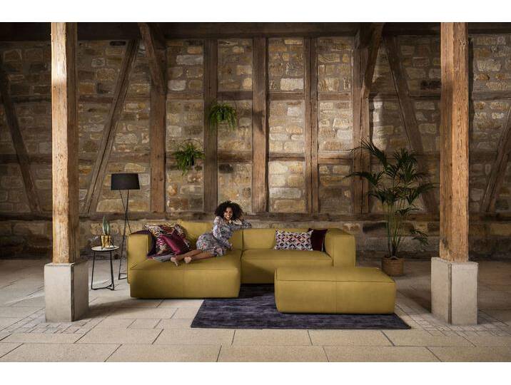 Ecksofa W.SCHILLIG around-the-block, modern und elegant, bequem, L-Form , gelb (kurkuma z69), B:300cm H:66cm T:164cm, Longlife Xtra-Leder Z69: Das feinnarbige, gedeckte Softleder Z69 besticht durch seine außergewöhnliche Weichheit im trendigen u00bbVintage-Looku00ab, Hautstärke 0, 9 - 1, 1 mm, Longlife fabric Flachgewebe T88 (100% Polyester), Sofas, mit eleganter Biese, mit Federkern von Willi-Schillig