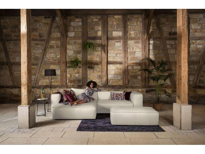 Ecksofa W.SCHILLIG around-the-block, modern und elegant, bequem, L-Form , grau (eisgrau z59), B:300cm H:66cm T:164cm, Longlife Xtra-Leder Z59: Glattleder mit modischer Prägung. Hautstärke 0, 9 - 1, 1 mm, Sofas, mit eleganter Biese, mit Federkern von Willi-Schillig