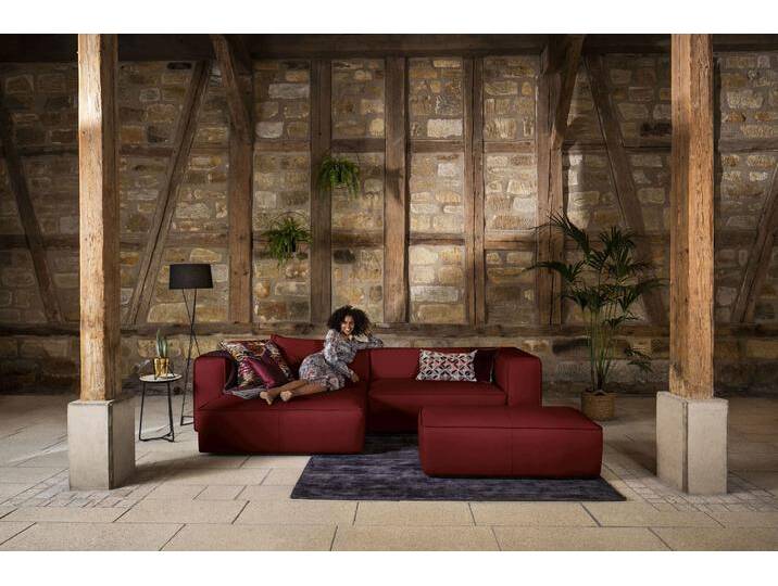 Ecksofa W.SCHILLIG around-the-block, modern und elegant, bequem, L-Form , rot (ruby rot z59), B:300cm H:66cm T:164cm, Longlife Xtra-Leder Z59: Glattleder mit modischer Prägung. Hautstärke 0, 9 - 1, 1 mm, Sofas, mit eleganter Biese, mit Federkern von Willi-Schillig