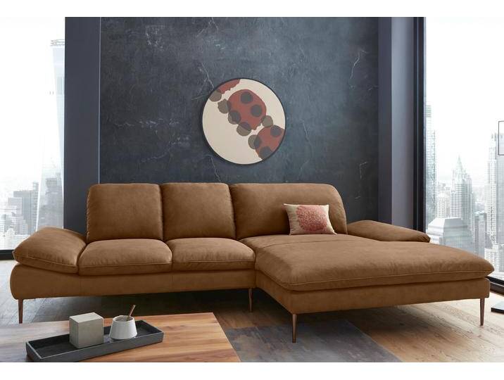 Ecksofa W.SCHILLIG enjoy&MORE, Designsofa, bequem, zeitlos und elegant, L-Form , braun (chocolate s37), B:310cm H:87cm T:185cm, Chenille-Flachgewebe R66 (85% Polyester, 15% Nylon), Longlife Xtra-Leder Z59: Glattleder mit modischer Prägung. Hautstärke 0, 9 - 1, 1 mm, Stoff S37 (100% Polyester), Sofas, Sitztiefenverstellung, Füße bronze pulverbeschichtet, Breite 310 cm von Willi-Schillig