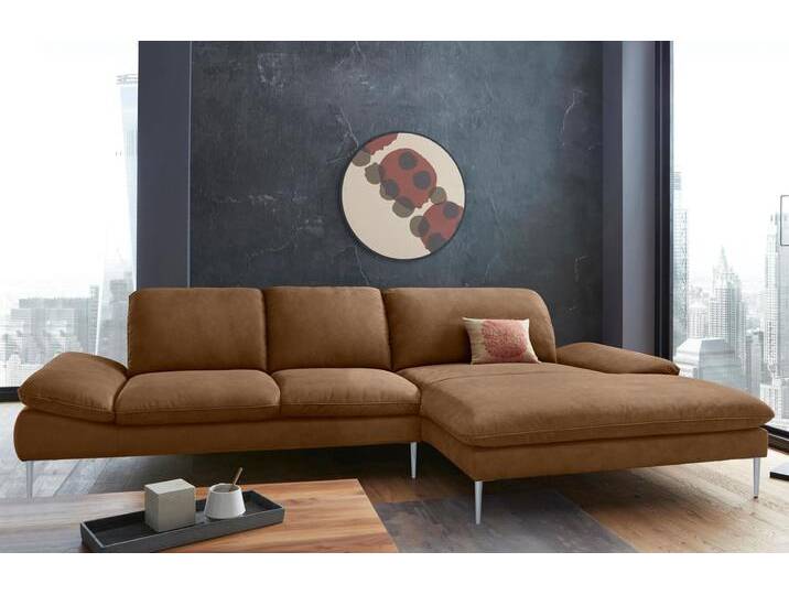 Ecksofa W.SCHILLIG enjoy&MORE, Designsofa, bequem, zeitlos und elegant, L-Form , braun (chocolate s37), B:340cm H:87cm T:185cm, Chenille-Flachgewebe R66 (85% Polyester, 15% Nylon), Longlife Xtra-Leder Z59: Glattleder mit modischer Prägung. Hautstärke 0, 9 - 1, 1 mm, Stoff S37 (100% Polyester), Sofas, mit Sitztiefenverstellung, Füße silber matt, Breite 340 cm von Willi-Schillig