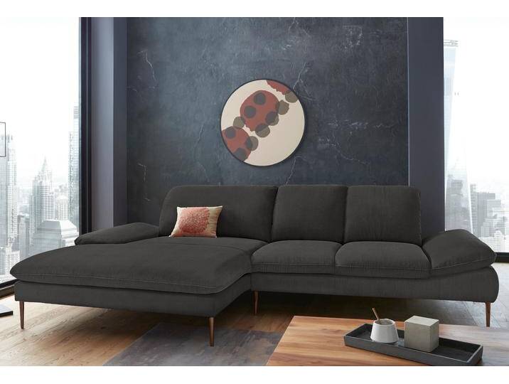 Ecksofa W.SCHILLIG enjoy&MORE, Designsofa, bequem, zeitlos und elegant, L-Form , grau (anthrazit r66), B:310cm H:87cm T:185cm, Chenille-Flachgewebe R66 (85% Polyester, 15% Nylon), Longlife Xtra-Leder Z59: Glattleder mit modischer Prägung. Hautstärke 0, 9 - 1, 1 mm, Stoff S37 (100% Polyester), Sofas, Sitztiefenverstellung, Füße bronze pulverbeschichtet, Breite 310 cm von Willi-Schillig
