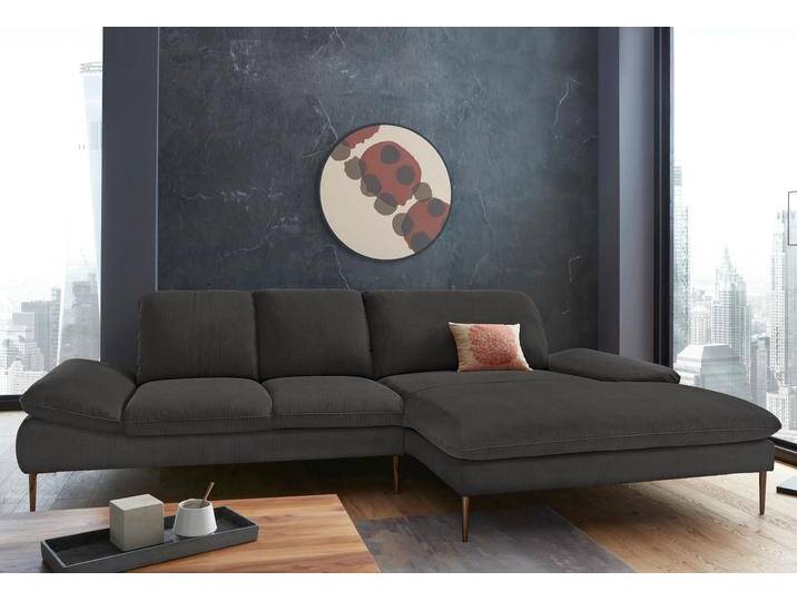 Ecksofa W.SCHILLIG enjoy&MORE, Designsofa, bequem, zeitlos und elegant, L-Form , grau (anthrazit r66), B:310cm H:87cm T:185cm, Chenille-Flachgewebe R66 (85% Polyester, 15% Nylon), Longlife Xtra-Leder Z59: Glattleder mit modischer Prägung. Hautstärke 0, 9 - 1, 1 mm, Stoff S37 (100% Polyester), Sofas, Sitztiefenverstellung, Füße bronze pulverbeschichtet, Breite 310 cm von Willi-Schillig
