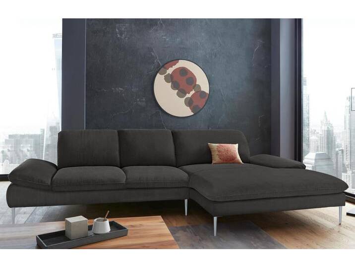 Ecksofa W.SCHILLIG enjoy&MORE, Designsofa, bequem, zeitlos und elegant, L-Form , grau (anthrazit r66), B:340cm H:87cm T:185cm, Chenille-Flachgewebe R66 (85% Polyester, 15% Nylon), Longlife Xtra-Leder Z59: Glattleder mit modischer Prägung. Hautstärke 0, 9 - 1, 1 mm, Stoff S37 (100% Polyester), Sofas, mit Sitztiefenverstellung, Füße silber matt, Breite 340 cm von Willi-Schillig