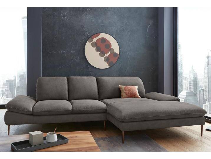 Ecksofa W.SCHILLIG enjoy&MORE, Designsofa, bequem, zeitlos und elegant, L-Form , grau (antracite s37), B:310cm H:87cm T:185cm, Chenille-Flachgewebe R66 (85% Polyester, 15% Nylon), Longlife Xtra-Leder Z59: Glattleder mit modischer Prägung. Hautstärke 0, 9 - 1, 1 mm, Stoff S37 (100% Polyester), Sofas, Sitztiefenverstellung, Füße bronze pulverbeschichtet, Breite 310 cm von Willi-Schillig