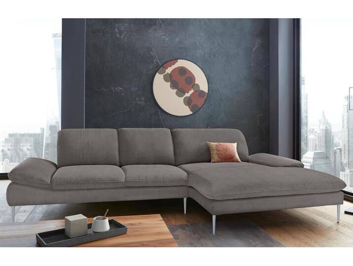 Ecksofa W.SCHILLIG enjoy&MORE, Designsofa, bequem, zeitlos und elegant, L-Form , grau (grau r66), B:340cm H:87cm T:185cm, Chenille-Flachgewebe R66 (85% Polyester, 15% Nylon), Longlife Xtra-Leder Z59: Glattleder mit modischer Prägung. Hautstärke 0, 9 - 1, 1 mm, Stoff S37 (100% Polyester), Sofas, mit Sitztiefenverstellung, Füße silber matt, Breite 340 cm von Willi-Schillig