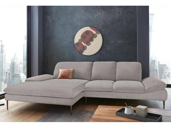 Ecksofa W.SCHILLIG enjoy&MORE, Designsofa, bequem, zeitlos und elegant, L-Form , grau (stone r66), B:310cm H:87cm T:185cm, Chenille-Flachgewebe R66 (85% Polyester, 15% Nylon), Longlife Xtra-Leder Z59: Glattleder mit modischer Prägung. Hautstärke 0, 9 - 1, 1 mm, Stoff S37 (100% Polyester), Sofas, Sitztiefenverstellung, Füße bronze pulverbeschichtet, Breite 310 cm von Willi-Schillig
