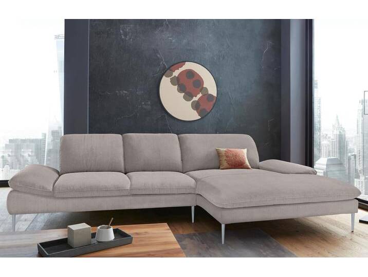 Ecksofa W.SCHILLIG enjoy&MORE, Designsofa, bequem, zeitlos und elegant, L-Form , grau (stone r66), B:340cm H:87cm T:185cm, Chenille-Flachgewebe R66 (85% Polyester, 15% Nylon), Longlife Xtra-Leder Z59: Glattleder mit modischer Prägung. Hautstärke 0, 9 - 1, 1 mm, Stoff S37 (100% Polyester), Sofas, mit Sitztiefenverstellung, Füße silber matt, Breite 340 cm von Willi-Schillig