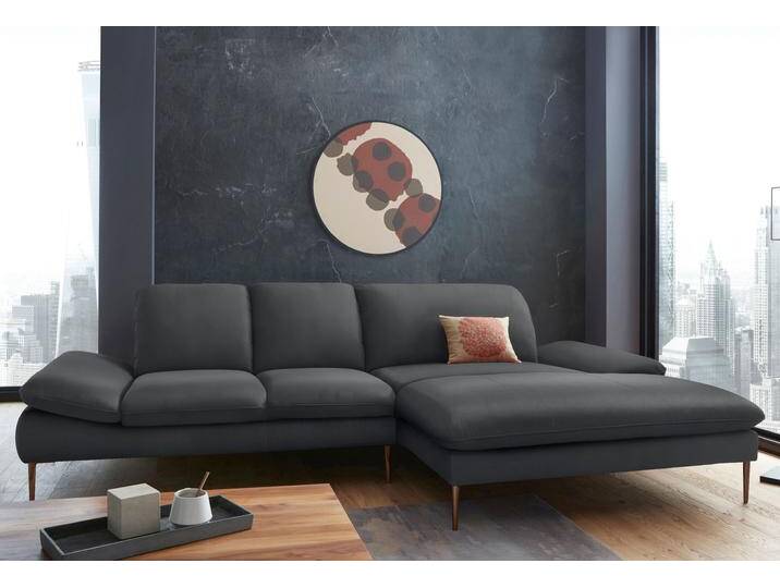 Ecksofa W.SCHILLIG enjoy&MORE, Designsofa, bequem, zeitlos und elegant, L-Form , schwarz (schwarz z59), B:310cm H:87cm T:185cm, Chenille-Flachgewebe R66 (85% Polyester, 15% Nylon), Longlife Xtra-Leder Z59: Glattleder mit modischer Prägung. Hautstärke 0, 9 - 1, 1 mm, Stoff S37 (100% Polyester), Sofas, Sitztiefenverstellung, Füße bronze pulverbeschichtet, Breite 310 cm von Willi-Schillig