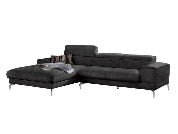 Ecksofa W.SCHILLIG piedroo, Designsofa mit tollem Sitzkomfort, bequem und elegant, L-Form , grau (anthrazit s37), B:303cm H:70cm T:193cm, Stoff S37 (100% Polyester): Luxus-Microfaser in Lederoptik, Sofas, Kopfteilverstellung, wahlweise mit Sitztiefenverstellung, Breite 303cm von Willi-Schillig