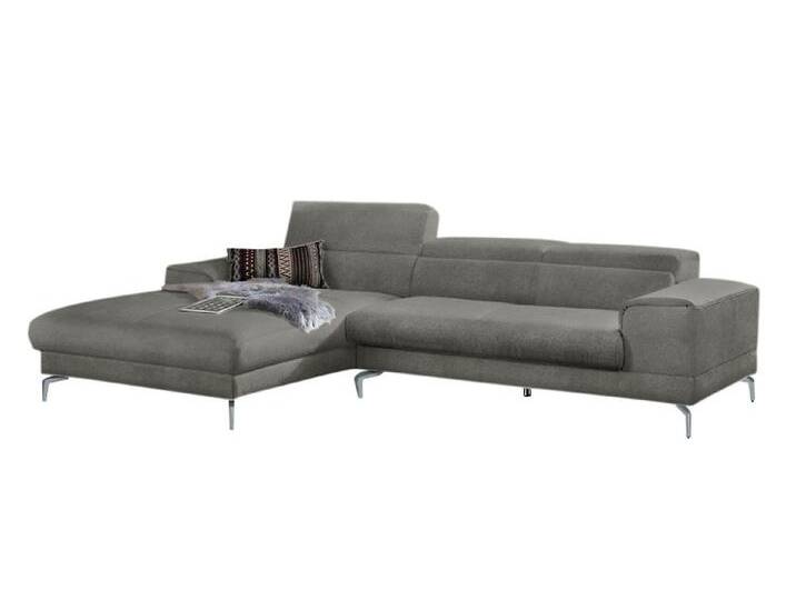 Ecksofa W.SCHILLIG piedroo, Designsofa mit tollem Sitzkomfort, bequem und elegant, L-Form , grau (grau r66), B:303cm H:70cm T:193cm, Chenille-Flachgewebe R66 (85% Polyester, 15% Nylon), Sofas, Kopfteilverstellung, wahlweise mit Sitztiefenverstellung, Breite 303cm von Willi-Schillig