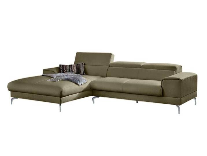 Ecksofa W.SCHILLIG piedroo, Designsofa mit tollem Sitzkomfort, bequem und elegant, L-Form , grün (camouflage z69), B:303cm H:70cm T:193cm, Longlife Xtra-Leder Z69: Das feinnarbige, gedeckte Softleder Z69 besticht durch seine außergewöhnliche Weichheit im trendigen u00bbVintage-Looku00ab, Hautstärke 0, 9 - 1, 1 mm, Sofas, Kopfteilverstellung, wahlweise mit Sitztiefenverstellung, Breite 303cm von Willi-Schillig