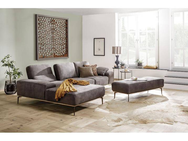 Ecksofa W.SCHILLIG run, Designsofa mit tollem Sitzkomfort, L-Form , braun (mocca s37), B:299cm H:88cm T:178cm, Longlife Xtra-Leder Z73: Naturwalkleder der Luxusklasse aus den erlesensten Rohhäuten. Hautstärke 1, 1 u2013 1, 3 mm, ROHLEDER Jacquard-Flachgewebe Q2 W60 (63% Polyester, 37% Polyacryl), ROHLEDER Chenille-Flachgewebe Q2 W77 (68% Polyacryl, 32% Polyester), Stoff S37 (100% Polyester), Sofas, mit Holzsockel, Füße in Bronze pulverbeschichtet, Breite 299 cm von Willi-Schillig