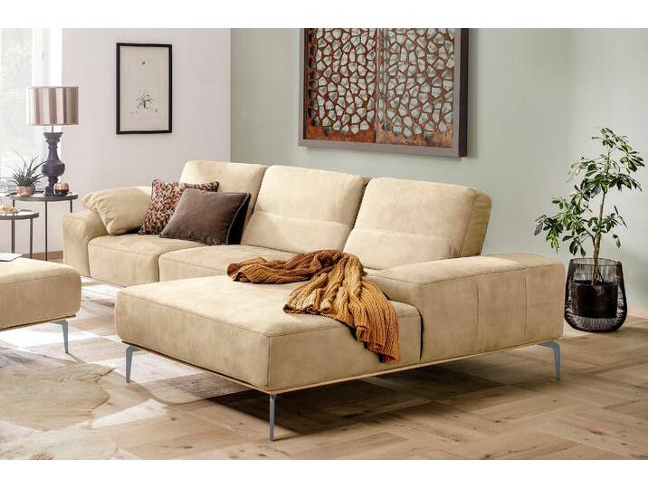 Ecksofa W.SCHILLIG run, Designsofa mit tollem Sitzkomfort, bequem, L-Form , beige (sahara s37), B:319cm H:88cm T:178cm, Longlife Xtra-Leder Z73: Naturwalkleder der Luxusklasse aus den erlesensten Rohhäuten. Hautstärke 1, 1 u2013 1, 3 mm, ROHLEDER Jacquard-Flachgewebe Q2 W60 (63% Polyester, 37% Polyacryl), ROHLEDER Chenille-Flachgewebe Q2 W77 (68% Polyacryl, 32% Polyester), Stoff S37 (100% Polyester), Sofas, mit elegantem Holzsockel, Füße in Silber matt, Breite 319 cm von Willi-Schillig
