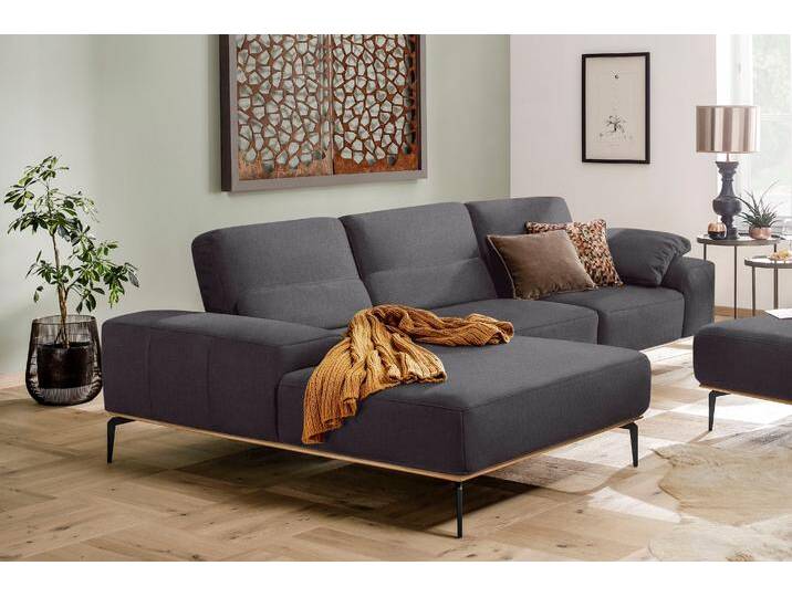 Ecksofa W.SCHILLIG run, Designsofa mit tollem Sitzkomfort, bequem, L-Form , grau (anthrazit w82), B:319cm H:88cm T:178cm, Longlife Xtra-Leder Z73: Naturwalkleder der Luxusklasse aus den erlesensten Rohhäuten. Hautstärke 1, 1 – 1, 3 mm;ROHLEDER Jacquard-Flachgewebe Q2 W60 (63% Polyester, 37% Polyacryl);ROHLEDER Chenille-Flachgewebe Q2 W77 (68% Polyacryl, 32% Polyester);Stoff S37 (100% Polyester), Sofas, mit Holzsockel, Füße in Schwarz pulverbeschichtet, Breite 319 cm von Willi-Schillig