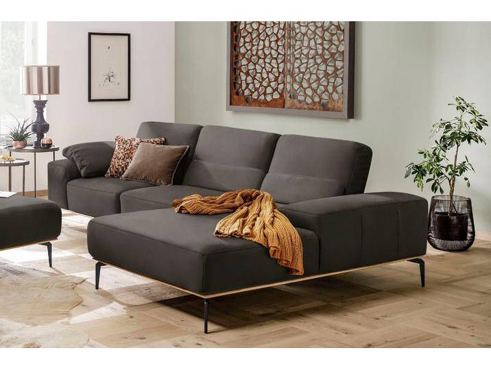 Ecksofa W.SCHILLIG run, Designsofa mit tollem Sitzkomfort, bequem, L-Form , grau (graphit z73), B:319cm H:88cm T:178cm, Longlife Xtra-Leder Z73: Naturwalkleder der Luxusklasse aus den erlesensten Rohhäuten. Hautstärke 1, 1 – 1, 3 mm;ROHLEDER Jacquard-Flachgewebe Q2 W60 (63% Polyester, 37% Polyacryl);ROHLEDER Chenille-Flachgewebe Q2 W77 (68% Polyacryl, 32% Polyester);Stoff S37 (100% Polyester), Sofas, mit Holzsockel, Füße in Schwarz pulverbeschichtet, Breite 319 cm von Willi-Schillig