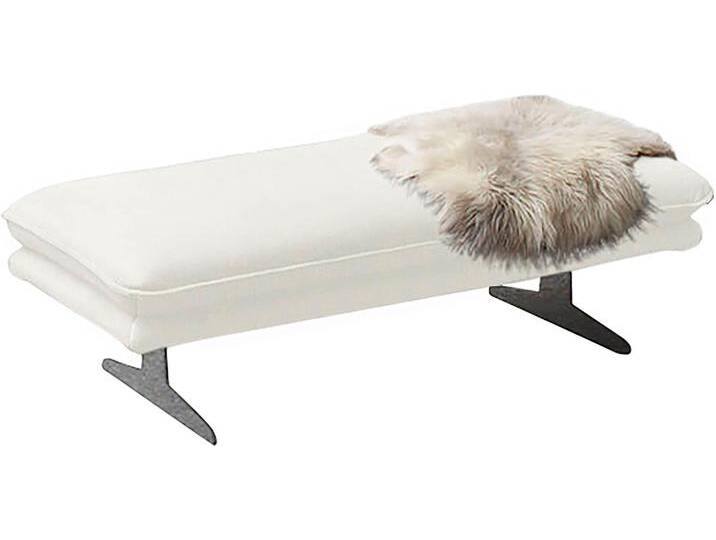 Polsterhocker W.SCHILLIG broadway , weiß (weiß z59), B:145cm H:43cm T:71cm, Longlife Xtra-Leder Z59: Glattleder mit modischer Prägung. Hautstärke 0, 9 - 1, 1 mm, Hocker, Füße in Chrom glänzend von Willi-Schillig