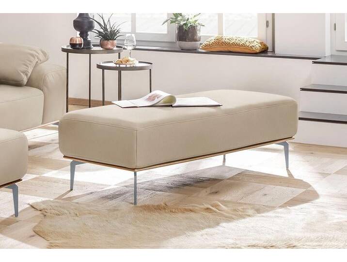 Polsterhocker W.SCHILLIG run , beige (elfenbein z73), B:150cm H:46cm T:60cm, Longlife Xtra-Leder Z73: Naturwalkleder der Luxusklasse aus den erlesensten Rohhäuten. Hautstärke 1, 1 u2013 1, 3 mm, ROHLEDER Jacquard-Flachgewebe Q2 W60 (63% Polyester, 37% Polyacryl), ROHLEDER Chenille-Flachgewebe Q2 W77 (68% Polyacryl, 32% Polyester), Stoff S37 (100% Polyester), Hocker, mit elegantem Holzsockel, Füße in Silber matt, Breite 150 cm von Willi-Schillig