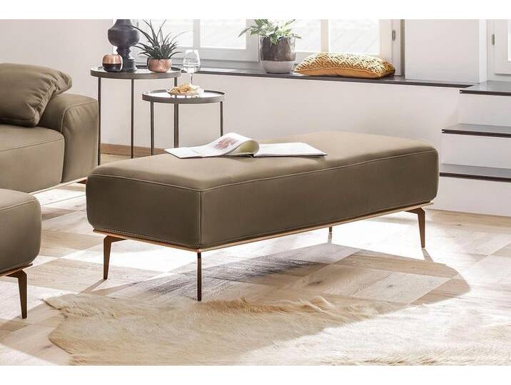 Polsterhocker W.SCHILLIG run , beige (stone z73), B:150cm H:46cm T:60cm, Longlife Xtra-Leder Z73: Naturwalkleder der Luxusklasse aus den erlesensten Rohhäuten. Hautstärke 1, 1 u2013 1, 3 mm, ROHLEDER Chenille-Flachgewebe Q2 W77 (68% Polyacryl, 32% Polyester), Stoff S37 (100% Polyester), Hocker, mit Holzsockel, Füße in Bronze pulverbeschichtet, Breite 150 cm von Willi-Schillig
