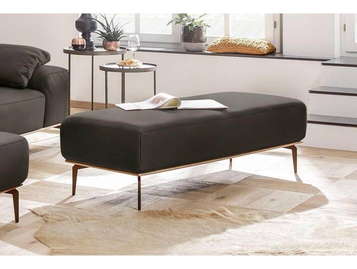 Polsterhocker W.SCHILLIG run , grau (graphit z73), B:150cm H:46cm T:60cm, Longlife Xtra-Leder Z73: Naturwalkleder der Luxusklasse aus den erlesensten Rohhäuten. Hautstärke 1, 1 u2013 1, 3 mm, ROHLEDER Chenille-Flachgewebe Q2 W77 (68% Polyacryl, 32% Polyester), Stoff S37 (100% Polyester), Hocker, mit Holzsockel, Füße in Bronze pulverbeschichtet, Breite 150 cm von Willi-Schillig