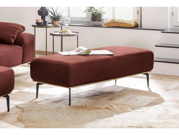 Polsterhocker W.SCHILLIG run , rot (rosso marone z73), B:150cm H:46cm T:60cm, Longlife Xtra-Leder Z73: Naturwalkleder der Luxusklasse aus den erlesensten Rohhäuten. Hautstärke 1, 1 u2013 1, 3 mm, ROHLEDER Chenille-Flachgewebe Q2 W77 (68% Polyacryl, 32% Polyester), Stoff S37 (100% Polyester), Hocker, mit Holzsockel, Füße in Schwarz pulverbeschichtet, Breite 150 cm von Willi-Schillig