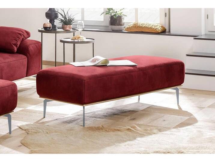 Polsterhocker W.SCHILLIG run , rot (ruby rot z73), B:150cm H:46cm T:60cm, Longlife Xtra-Leder Z73: Naturwalkleder der Luxusklasse aus den erlesensten Rohhäuten. Hautstärke 1, 1 u2013 1, 3 mm, ROHLEDER Chenille-Flachgewebe Q2 W77 (68% Polyacryl, 32% Polyester), Stoff S37 (100% Polyester), Hocker, mit elegantem Holzsockel, Füße in Silber matt, Breite 150 cm von Willi-Schillig