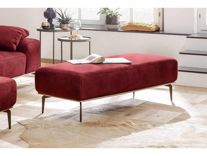 Polsterhocker W.SCHILLIG run , rot (ruby rot z73), B:150cm H:46cm T:60cm, Longlife Xtra-Leder Z73: Naturwalkleder der Luxusklasse aus den erlesensten Rohhäuten. Hautstärke 1, 1 u2013 1, 3 mm, ROHLEDER Chenille-Flachgewebe Q2 W77 (68% Polyacryl, 32% Polyester), Stoff S37 (100% Polyester), Hocker, mit Holzsockel, Füße in Bronze pulverbeschichtet, Breite 150 cm von Willi-Schillig