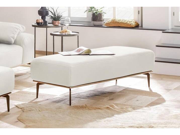 Polsterhocker W.SCHILLIG run , weiß (weiß z73), B:150cm H:46cm T:60cm, Longlife Xtra-Leder Z73: Naturwalkleder der Luxusklasse aus den erlesensten Rohhäuten. Hautstärke 1, 1 u2013 1, 3 mm, ROHLEDER Jacquard-Flachgewebe Q2 W60 (63% Polyester, 37% Polyacryl), ROHLEDER Chenille-Flachgewebe Q2 W77 (68% Polyacryl, 32% Polyester), Stoff S37 (100% Polyester), Hocker, mit Holzsockel, Füße in Bronze pulverbeschichtet, Breite 150 cm von Willi-Schillig