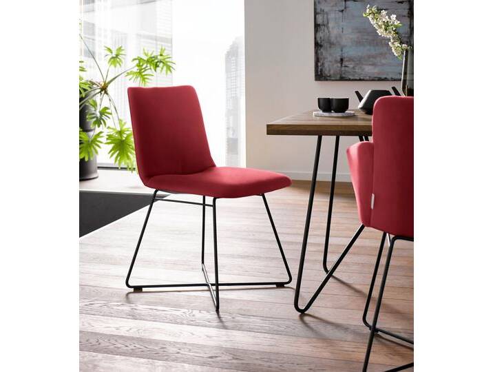 Polsterstuhl W.SCHILLIG jakob , rot (ruby rot z59, anthrazit pulverbeschichtet), B:49cm H:86cm T:62cm, Chenillegewebe V34 (52% Polyester, 38% Baumwolle, 10% Polyacryl), Longlife Xtra-Leder Z59: Glattleder mit modischer Prägung. Hautstärke 0, 9 - 1, 1 mm, ROHLEDER Chenille-Flachgewebe Q2 W77 (68% Polyacryl, 32% Polyester), ROHLEDER Jacquard-Flachgewebe Q2 W60 (63% Polyester, 37% Polyacryl), Velourgewebe V41 (100% Polyester), Stühle, mit Drahtrohrgestell in Schwarz pulverbeschichtet von Willi-Schillig
