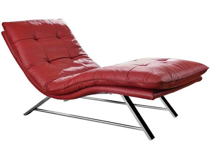 Relaxliege W.SCHILLIG daily dreams , rot (ruby rot z59), B:75cm H:91cm T:170cm, Longlife Xtra-Leder Z59: Glattleder mit modischer Prägung. Hautstärke 0, 9 - 1, 1 mm, Sofas, in Waffelkissen-Optik, wahlweise mit Motor, Kufengestell, in 2 Breiten von Willi-Schillig