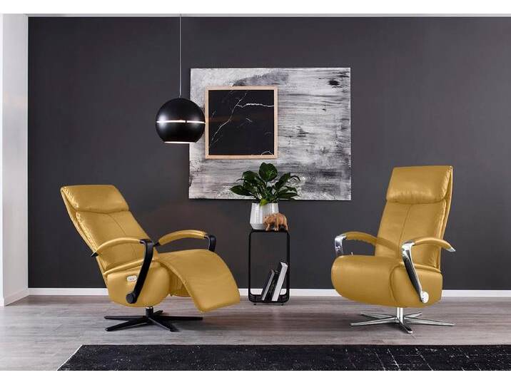 Relaxsessel W.SCHILLIG rumbaa , gelb (kurkuma z69), B:73cm H:115cm T:84cm, Longlife Xtra-Leder Z69: Das feinnarbige, gedeckte Softleder Z69 besticht durch seine außergewöhnliche Weichheit im trendigen »Vintage-Look«, Hautstärke 0, 9 - 1, 1 mm, Sessel, wahlweise mit Doppelmotor, in Größen S, M & L, mit 5-Sternfuß von Willi-Schillig